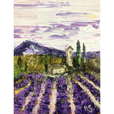 Lavender Morning in Provence – acrylic painting on canvas 30 × 40 cm – Marina Stognieva